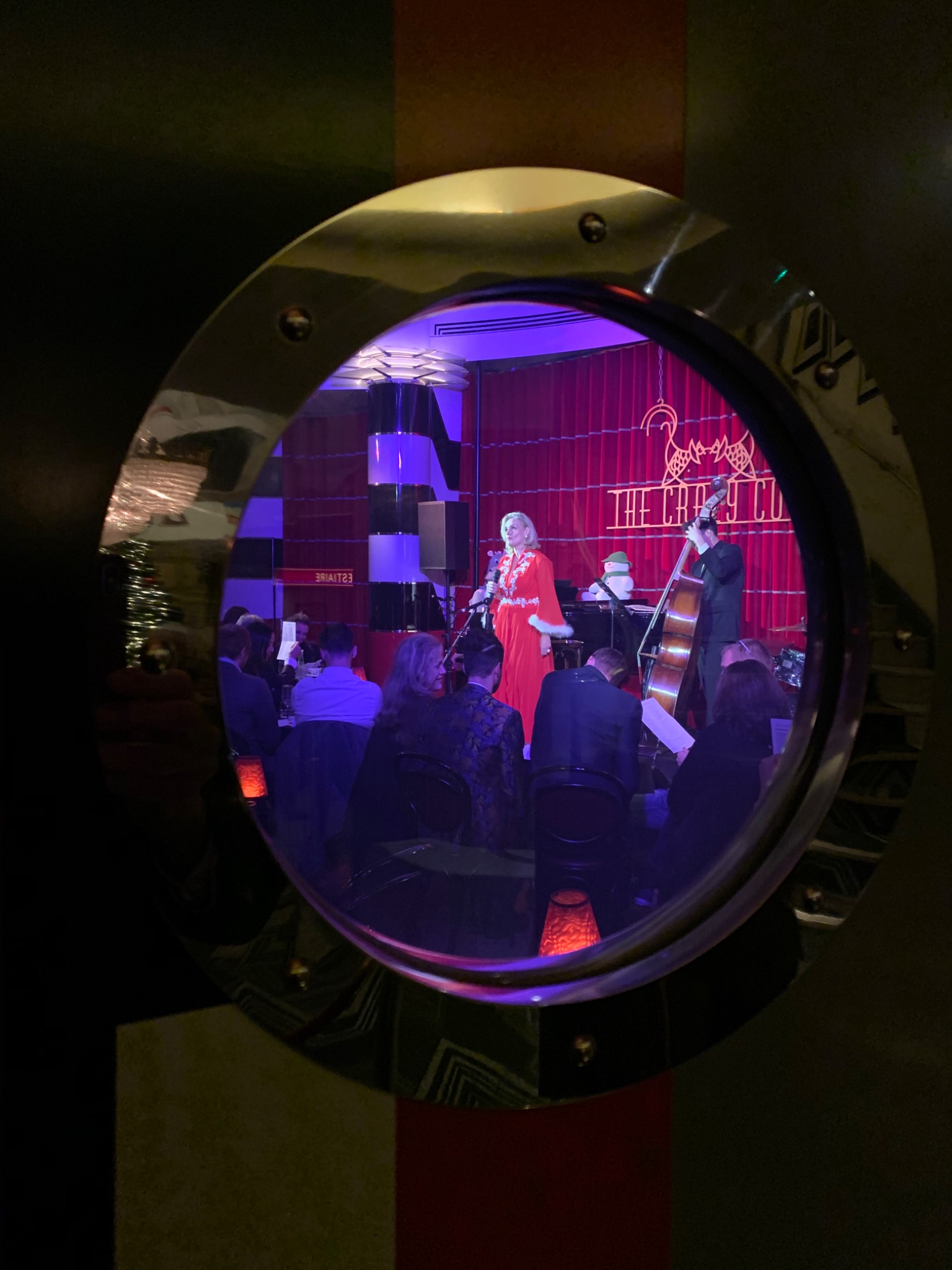 An atmospheric audience view of Unashamedly Christmas at The Crazy Coqs
